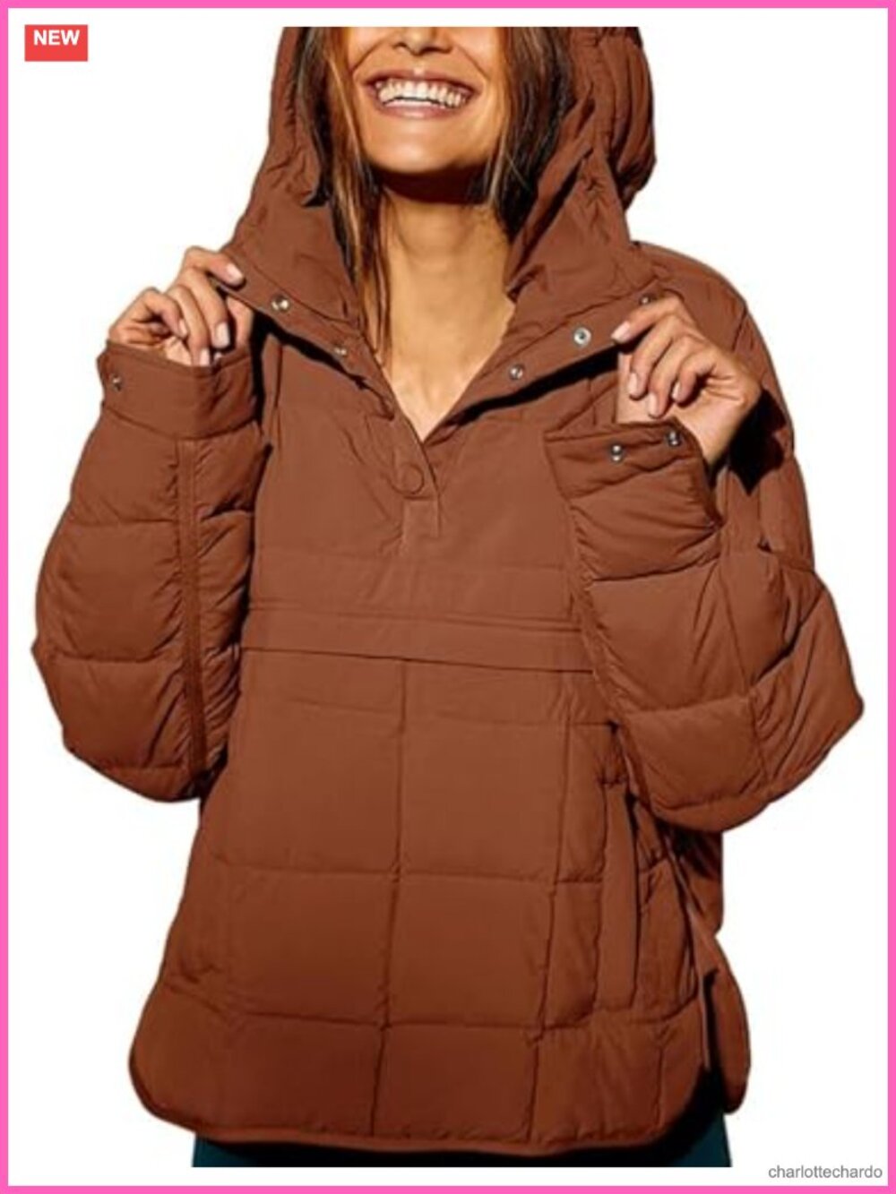 Women's Oversized Quilted Puffer Jacket Hooded Lightweight Warm Winter Coat